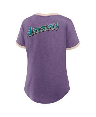 Женская фиолетовая футболка Arizona Diamondbacks Binge Worthy Stadium Slub с V-образным вырезом от Fanatics Women's Purple