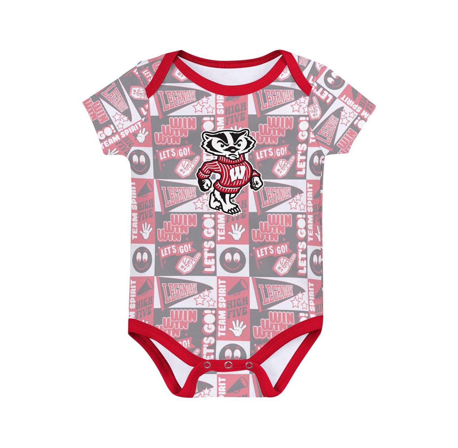Newborn Red Wisconsin Badgers Sunday Comics Bodysuit 3-Pack
