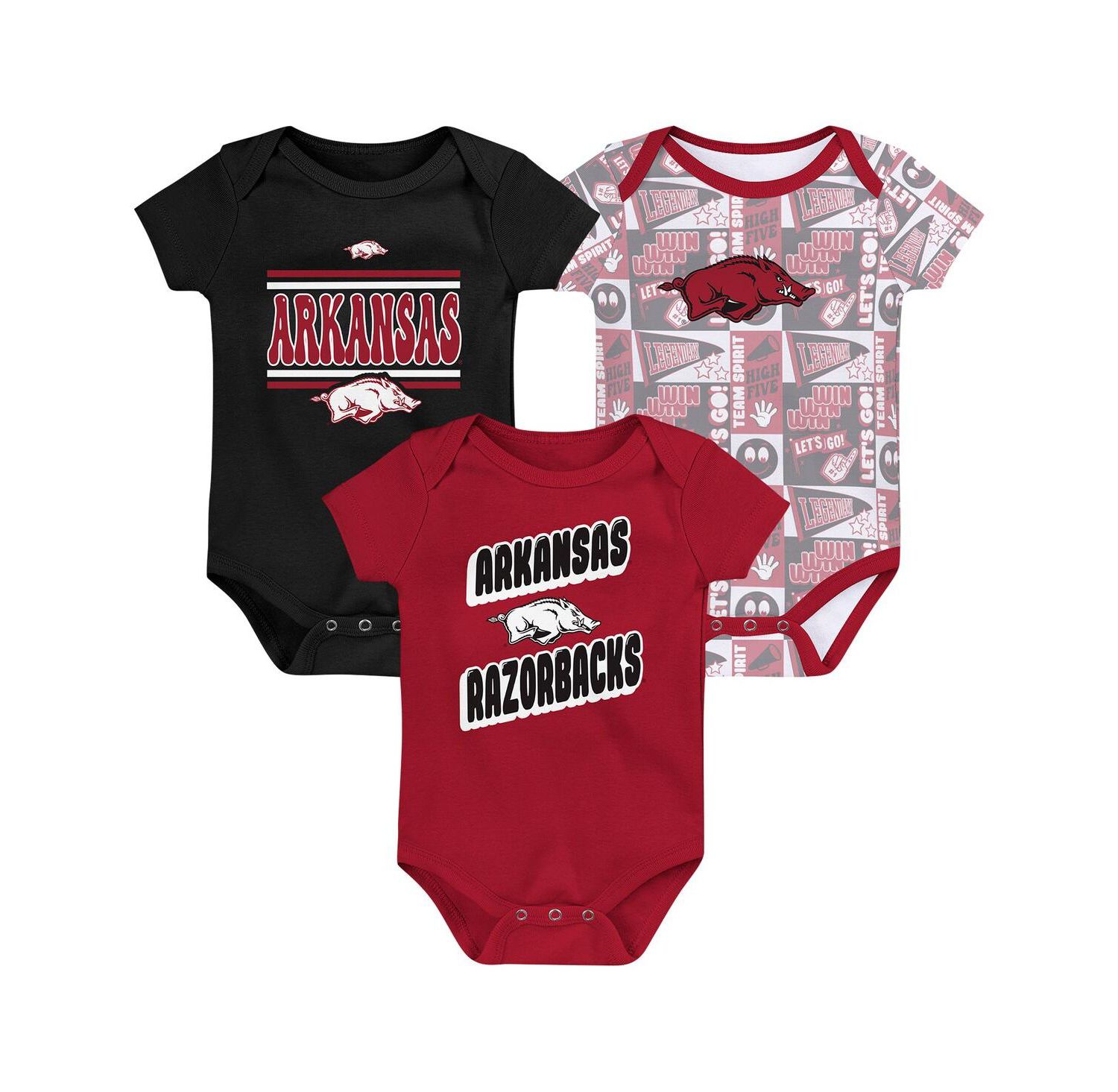 Newborn Cardinal Arkansas Razorbacks Sunday Comics Bodysuit 3-Pack