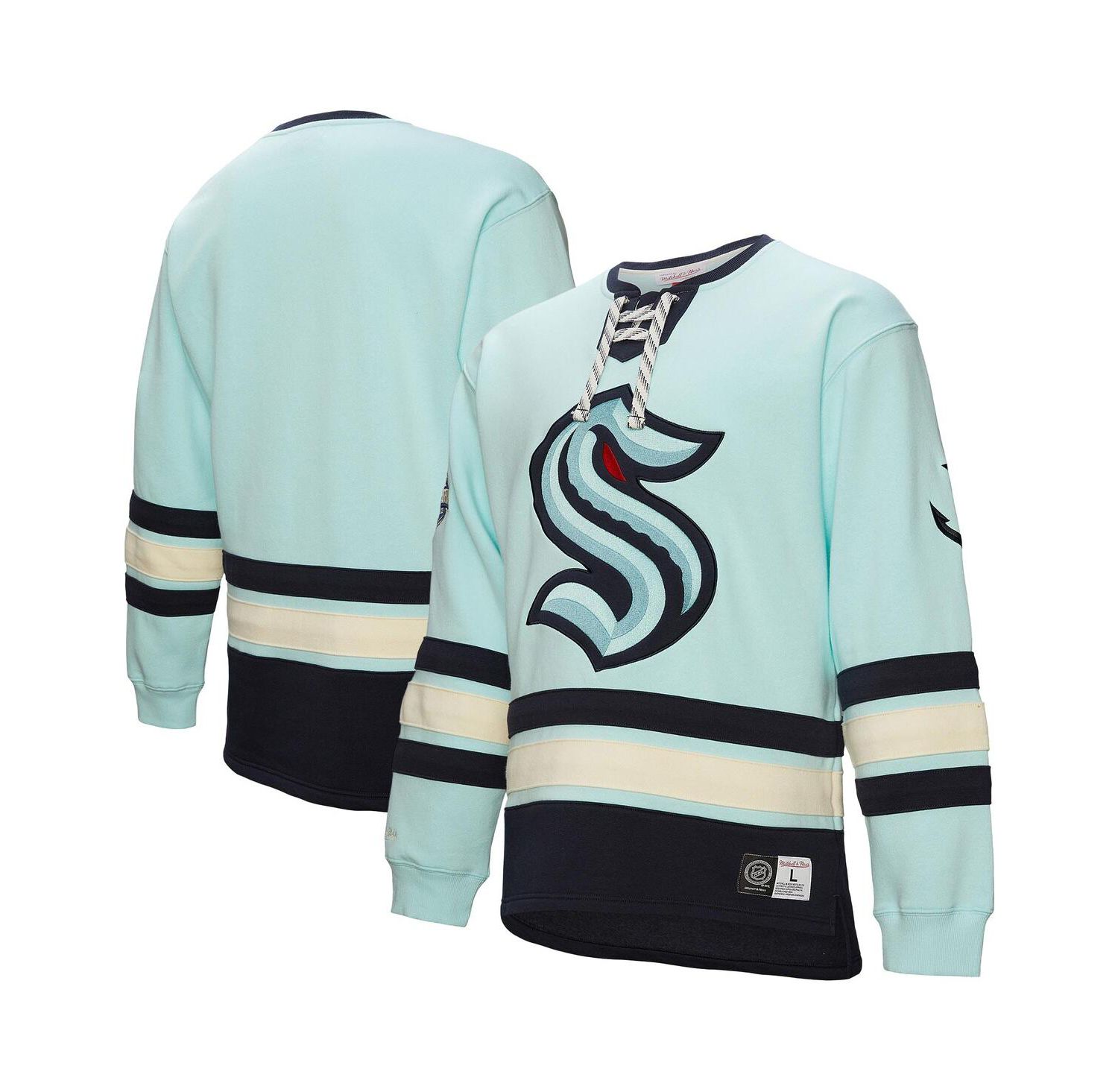 Men's Light Blue Seattle Kraken Heritage Lace-Up Pullover Sweatshirt