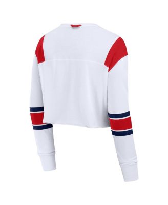Women's White St. Louis Cardinals Stretch Cropped Fashion Long Sleeve T-Shirt