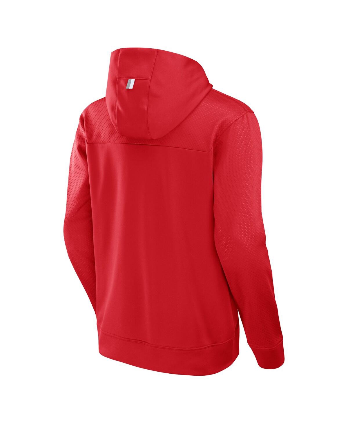 Fanatics Men's Red Wisconsin Badgers Defender Dot Faded Primary Pullover Hoodie In Red