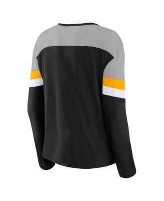 Женский черный модный топ с шевроном Fanatics Pittsburgh Steelers с длинным рукавом