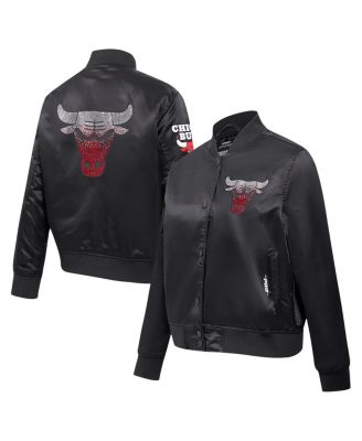 Pro Standard - Women's Black Chicago Bulls Jeweled Satin Full-Snap Jacket