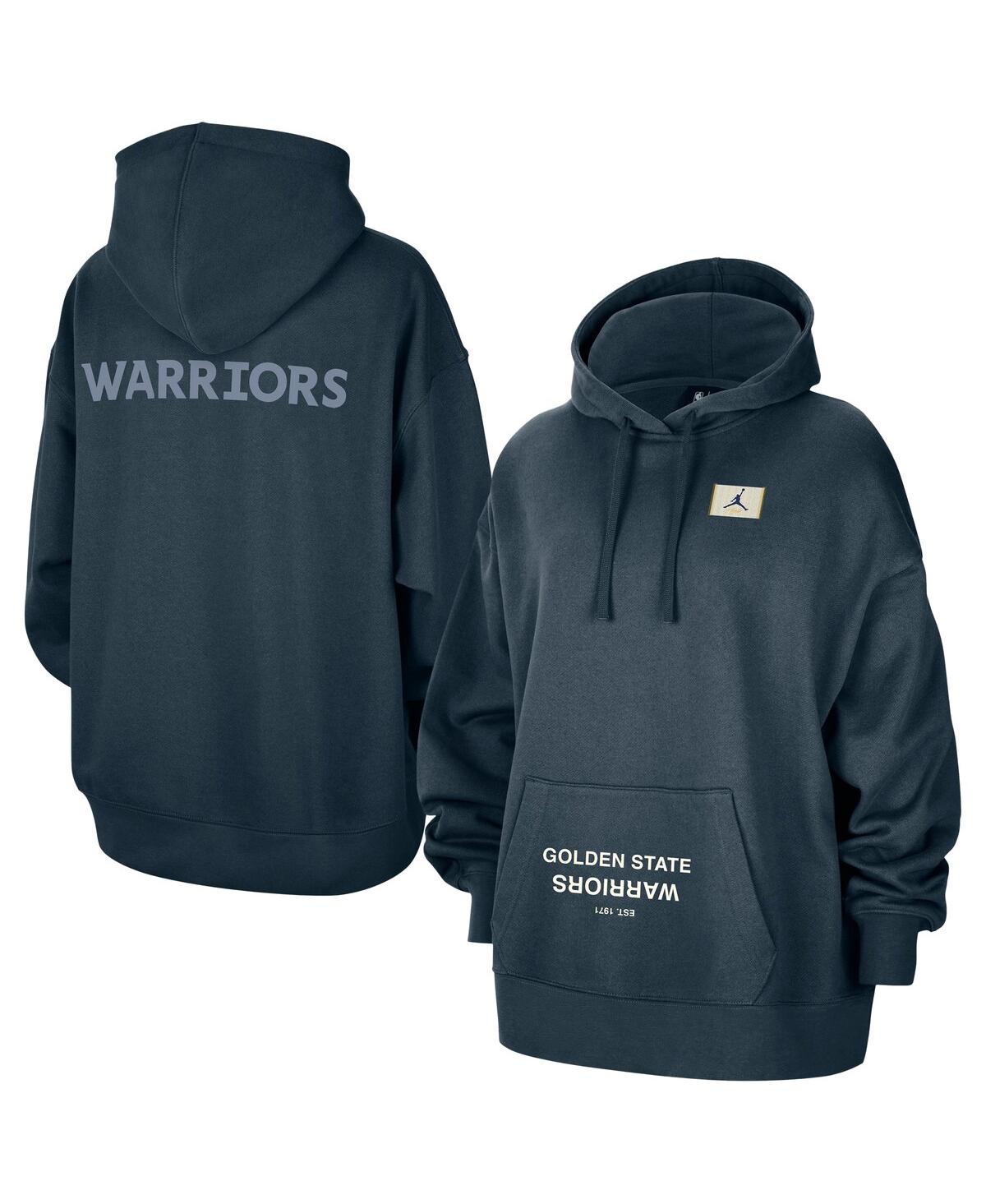 JORDAN WOMEN'S NAVY GOLDEN STATE WARRIORS COURTSIDE STATEMENT EDITION OVERSIZE PULLOVER HOODIE 