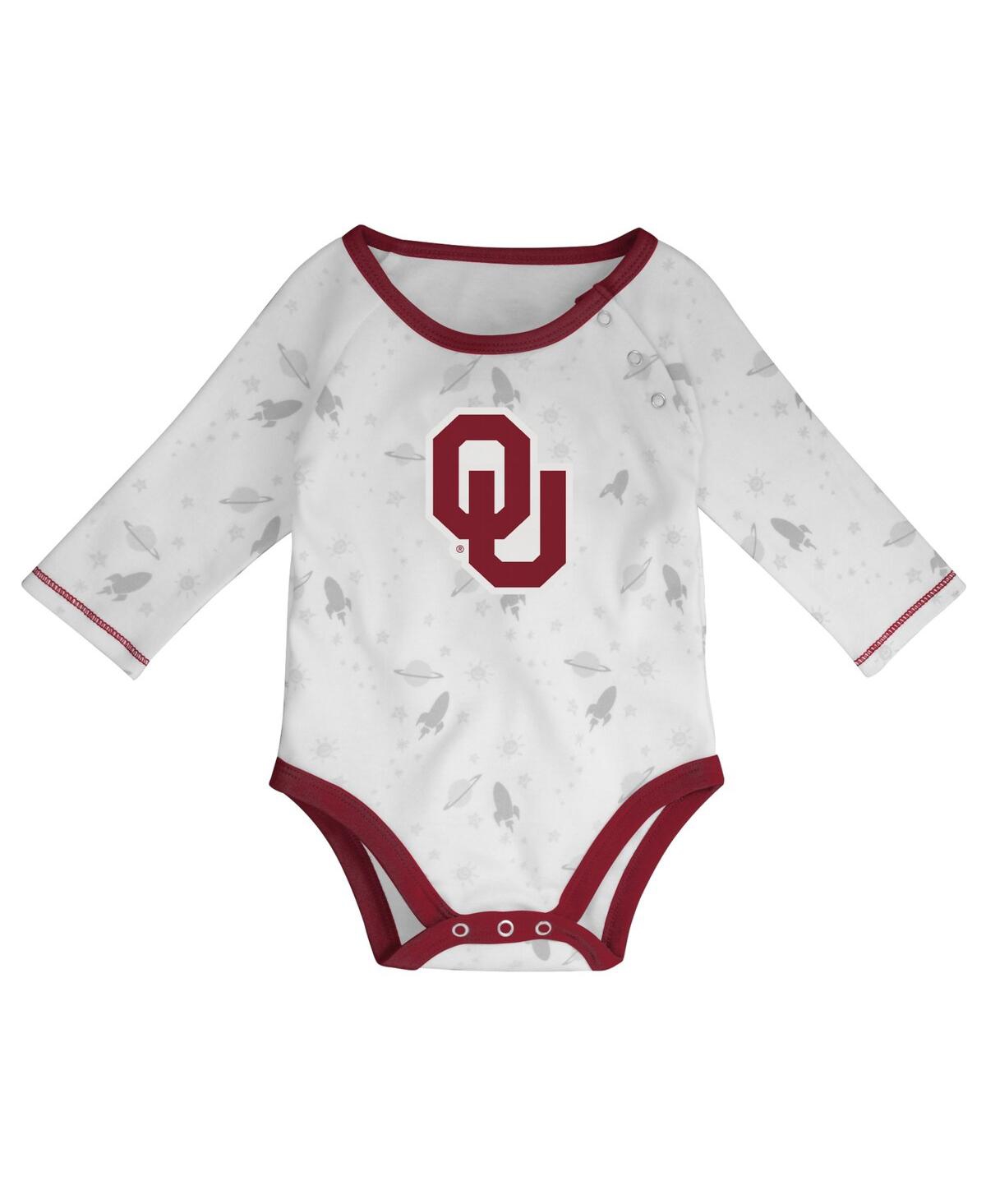 Outerstuff Baby Boys And Girls 3-piece Crimson/white Oklahoma Sooners Dream Team Raglan Long Sleeve Bodysuit, H In Crimson,white