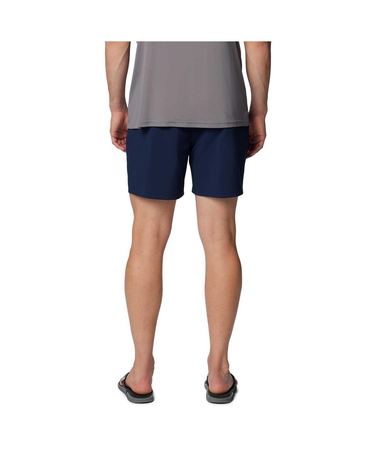 Columbia Men's Navy West Virginia Mountaineers Pfg Terminal Roamer Omni-shade Stretch Shorts In Navy