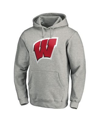 Men's Gray Wisconsin Badgers Primary Logo Pullover Hoodie