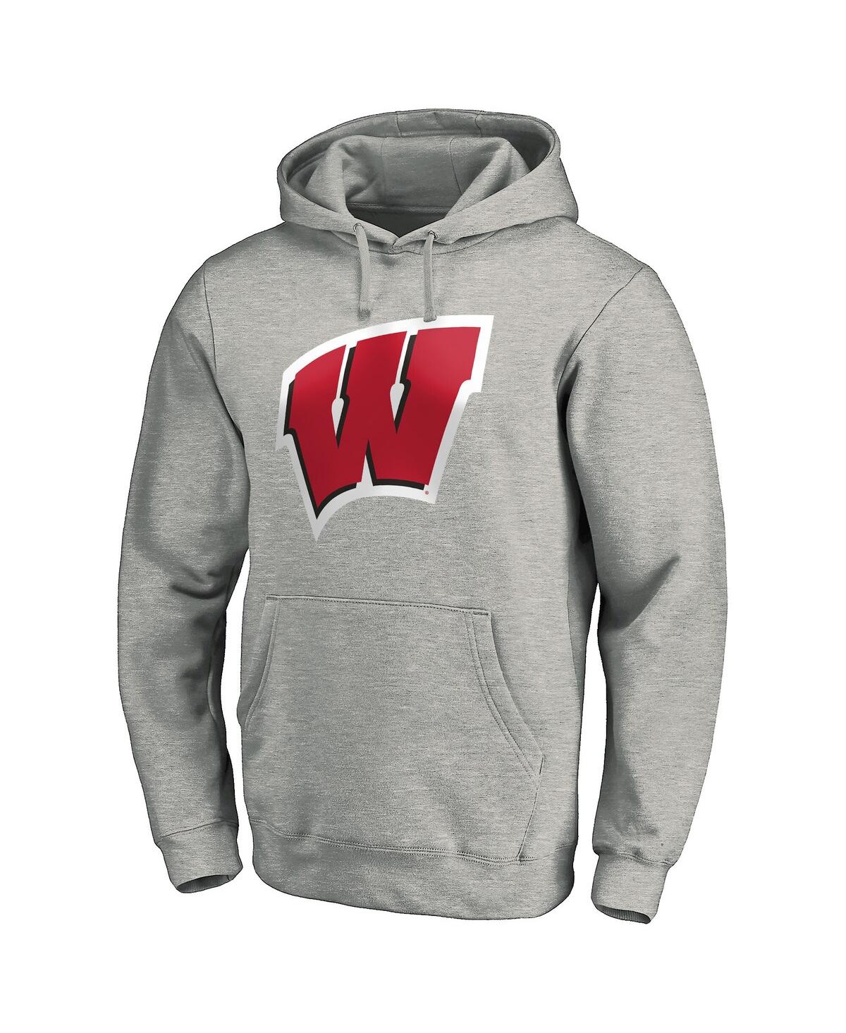 Fanatics Men's Gray Wisconsin Badgers Primary Logo Pullover Hoodie In Gray