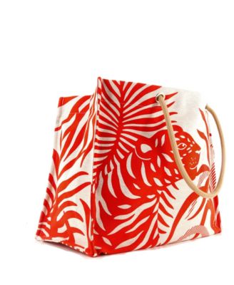 Пляжная сумка HERMES Tigre A L'Ananas, бывшая в употреблении, с принтом Toile
