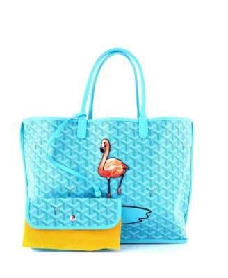 Бывшая в употреблении реверсивная сумка Goyard PM Anjou с вышивкой на холсте с покрытием