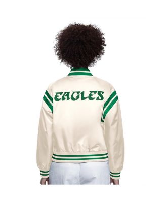 Стартовый женский кремовый атласный жакет Philadelphia Eagles Full Count на полной застежке