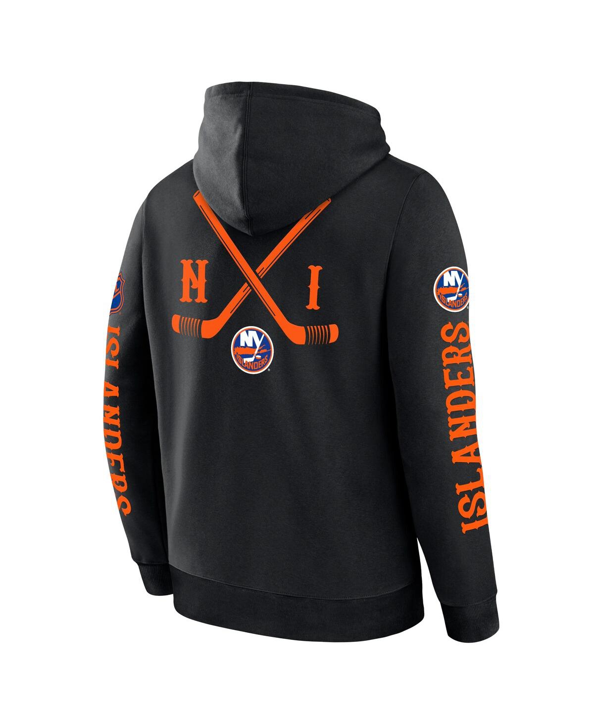 Fanatics Men's Black New York Islanders Big City Legacy Fleece Pullover Hoodie In Black