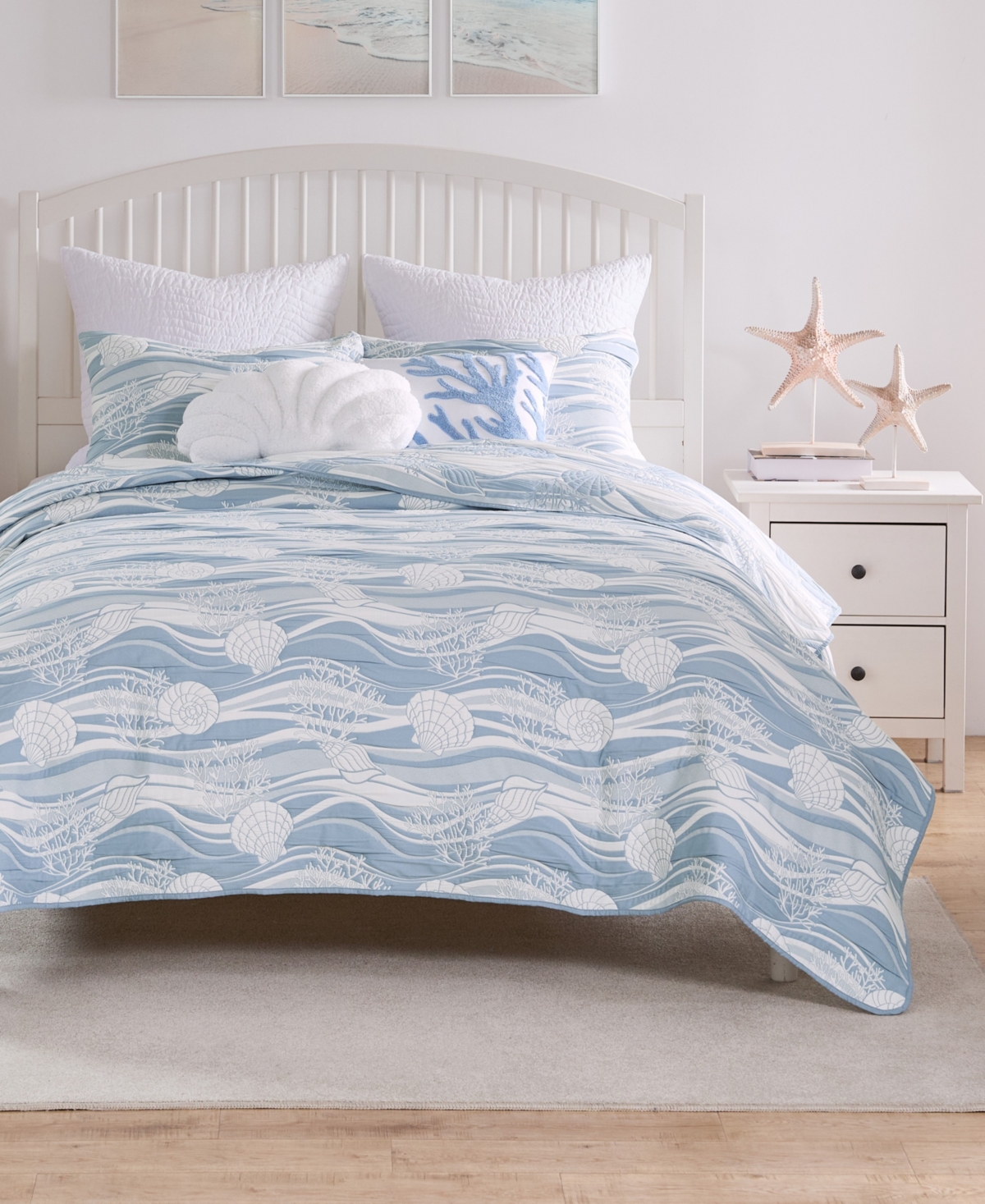 Greenland Home Fashions Dover Reversible Matelasse 2-pc. Coverlet Set, Twin In Tidal Blue