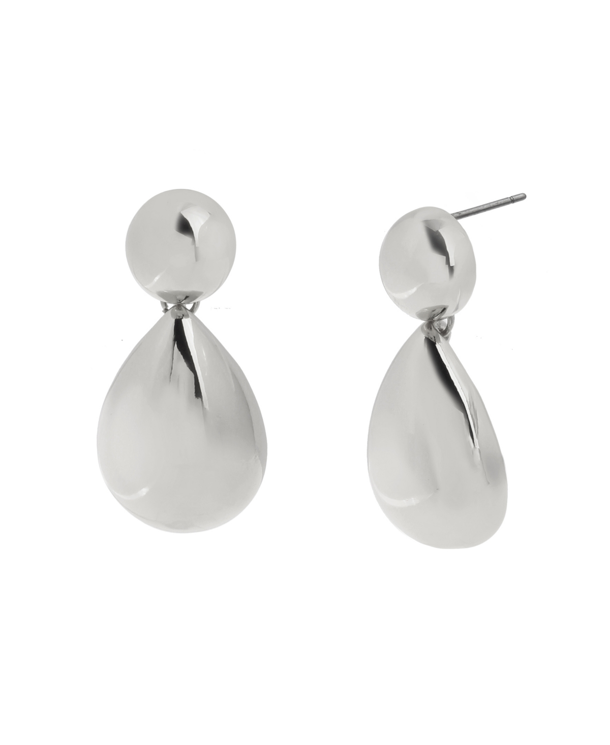 Steve Madden Dangling Sculpted Puffy Teardrop Earrings In Rhodium