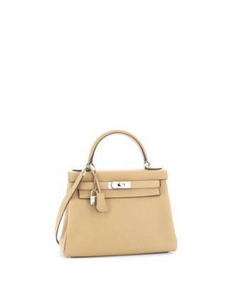 Бывшая в употреблении сумка HERMES Kelly 28 Light Clemence с палладиевой фурнитурой
