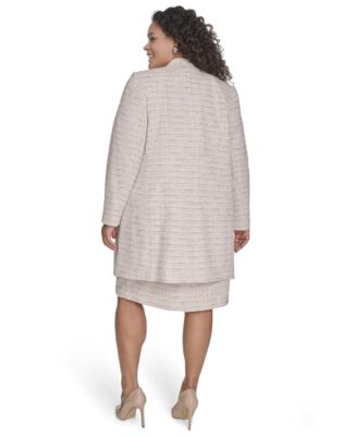 Твидовый топпер Calvin Klein большого размера с открытой передней частью и длинными рукавами