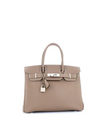 Бывшая в употреблении сумка HERMES Birkin 30 серого цвета с палладиевой фурнитурой