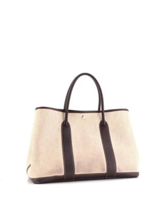 Сумка-тоут HERMES 36 для вечеринок в саду, бывшая в употреблении, из текстиля и кожи