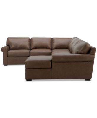 Radley Roll Arm 139" 5-Pc. Leather Square Corner Chaise Sectional, Exclusively at Macy's
