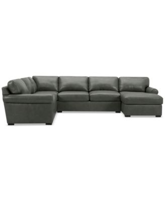 Radley Roll Arm 139" 5-Pc. Leather Square Corner Chaise Sectional
