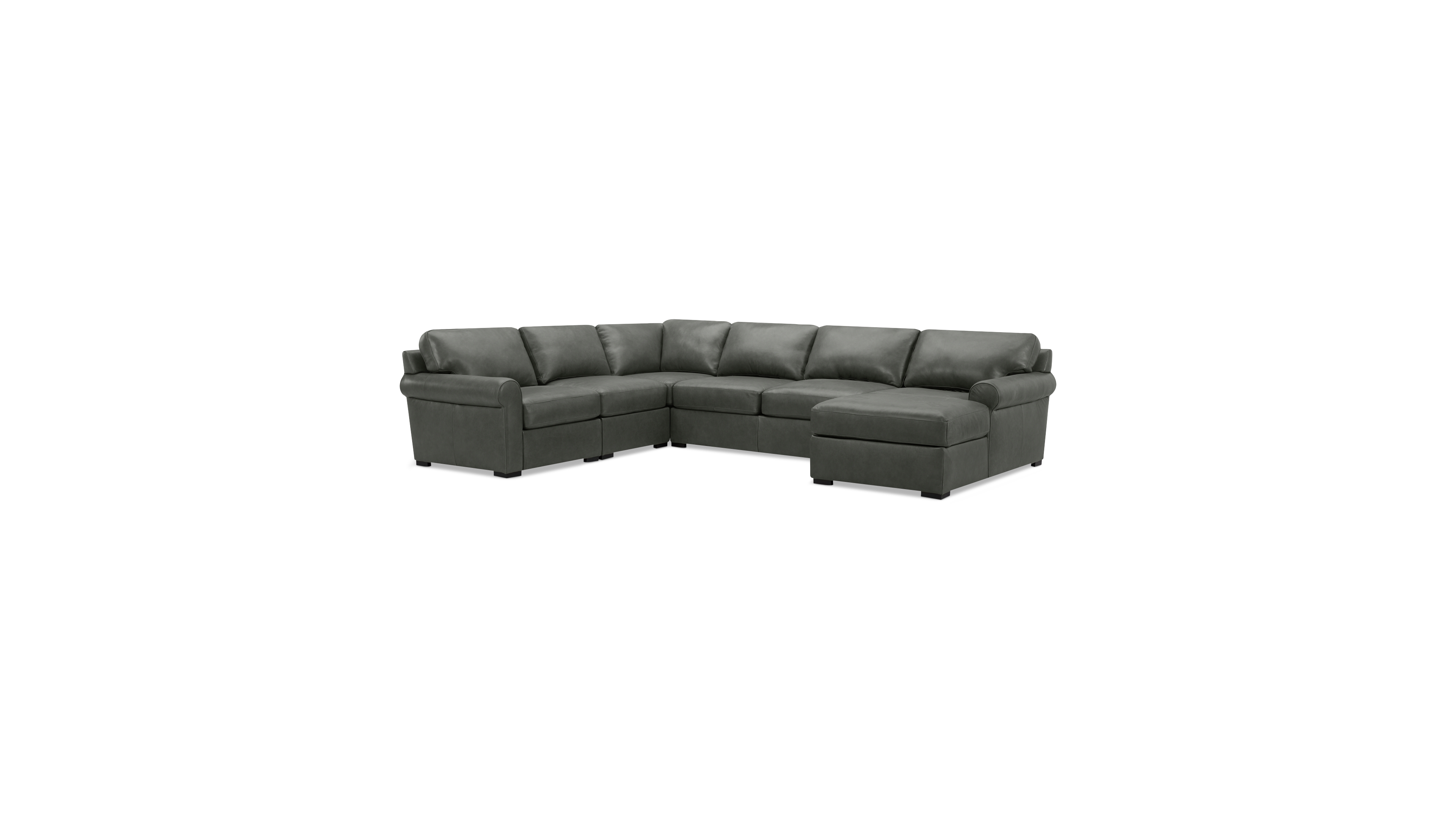 Radley Roll Arm 139" 5-Pc. Leather Square Corner Chaise Sectional, Exclusively at Macy's
