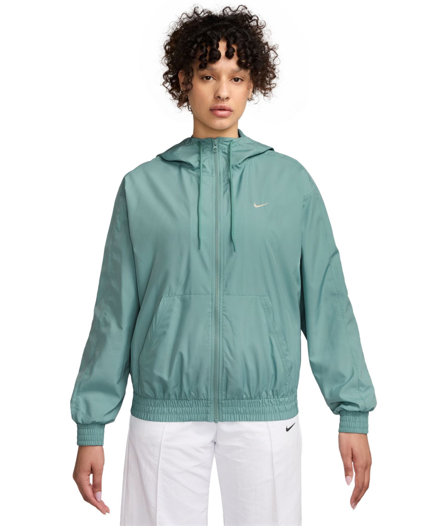 Женская куртка Nike Sportswear Classic Zip-Front Hooded, цвет: Молочный — фото 1