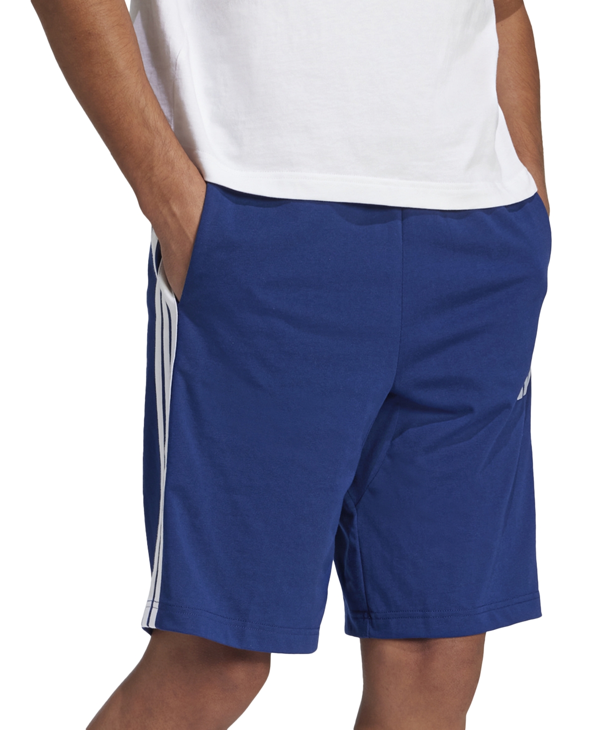 Adidas Originals Adidas Men's Train Essentials Classic-fit Aeroready 3-stripes 10" Training Shorts In Dark Blue,wht
