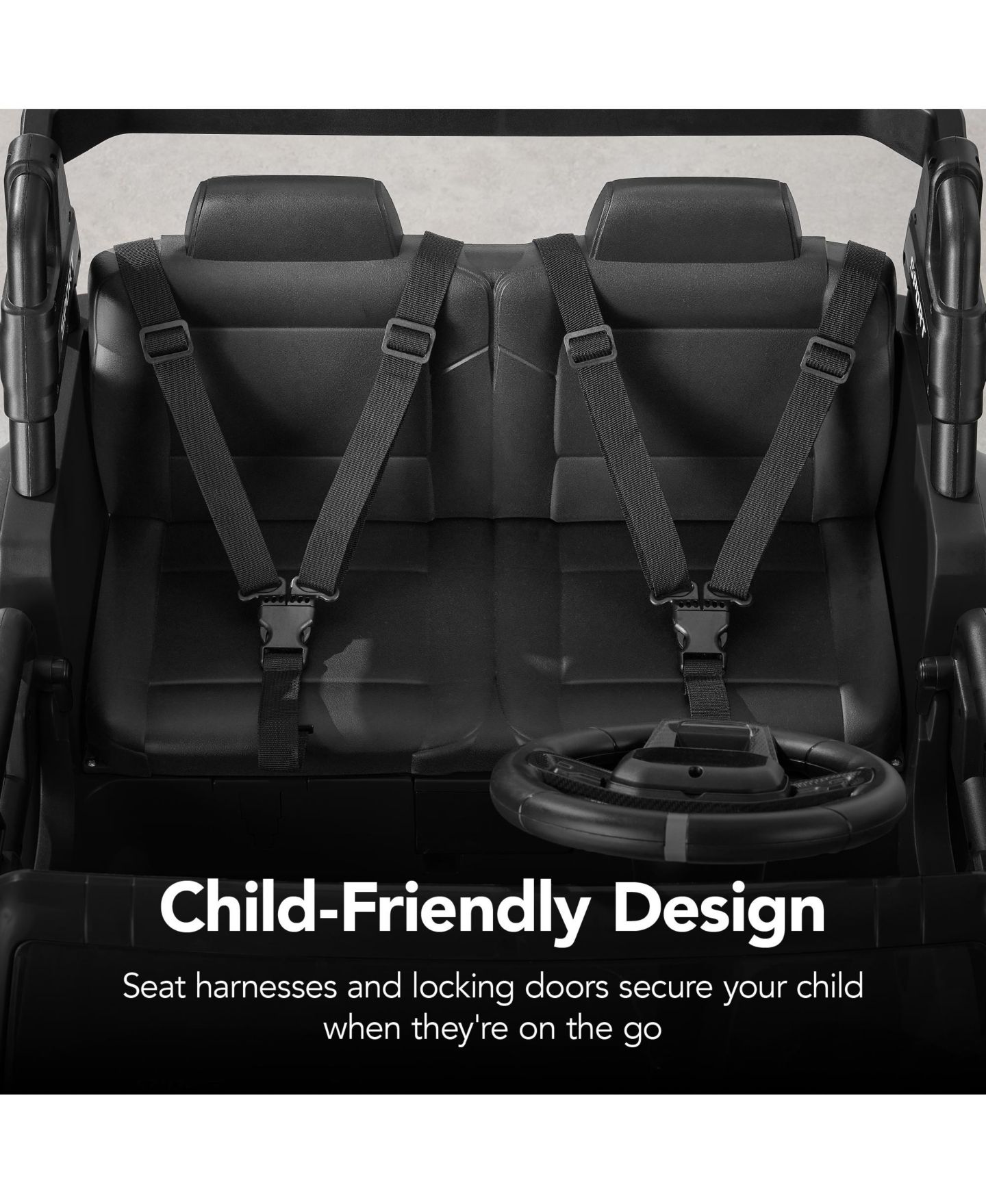 Детская игрушка Best Choice Products Kids 24V 2-Seater Electric Ride-On Car Truck w/ Parent Control, Bluetooth, LED Lights, цвет: Чёрный — фото 3