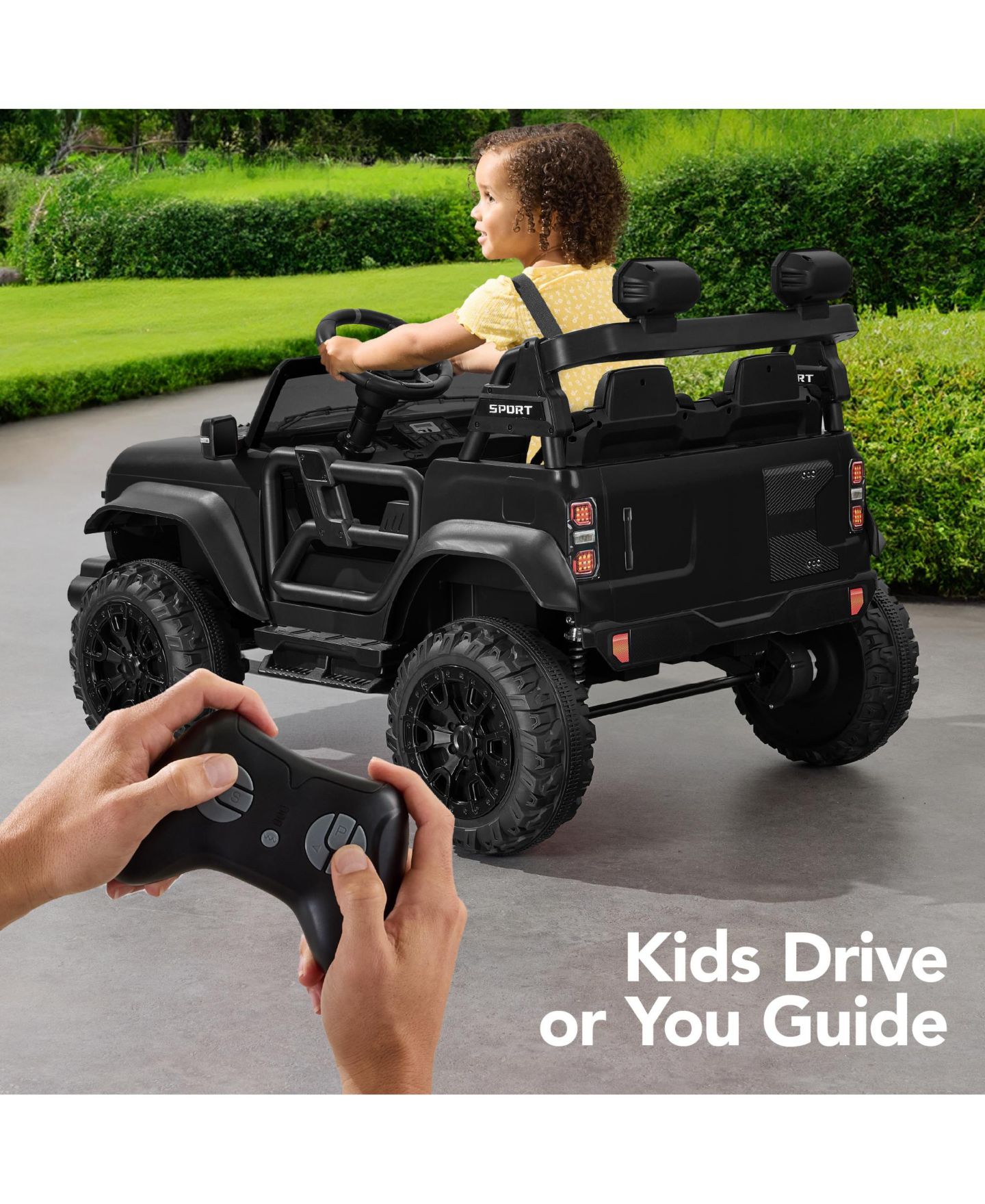 Детская игрушка Best Choice Products Kids 24V 2-Seater Electric Ride-On Car Truck w/ Parent Control, Bluetooth, LED Lights, цвет: Чёрный — фото 7