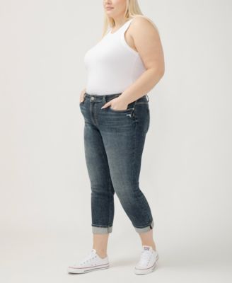 Plus Size Suki Mid Rise Curvy Fit Straight Crop Jeans