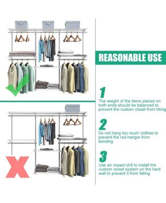 Adjustable Wall Mounted Closet Rack System with Shelf