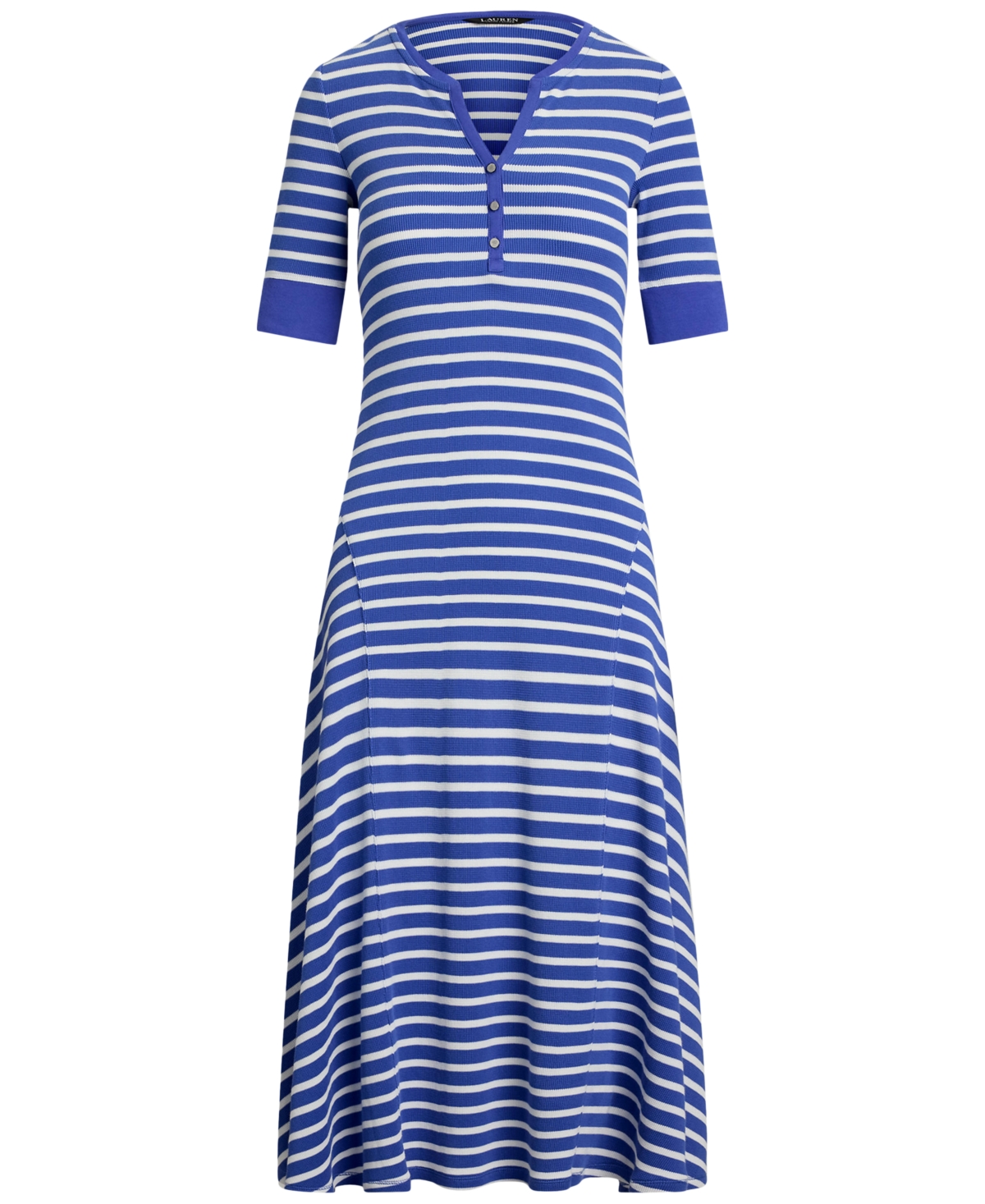 Lauren Ralph Lauren Women's Striped Waffle-Knit Cotton Henley Dress