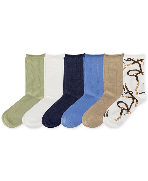 alfani Lauren Ralph Lauren Women's 6-Pk. Bridle Roll-Top Socks L3226PK2 Women's Fashion Shoes & Accessories