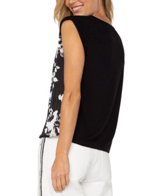 Petite Floral-Front Sleeveless Top
