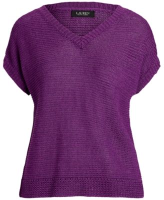 Lauren Ralph Lauren Women's Linen-Blend Short-Sleeve V-Neck