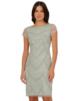 Women's Beaded Cap-Sleeve Sheath Dress