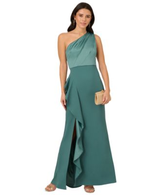 Adrianna Papell - Petite One-Shoulder Satin Gown