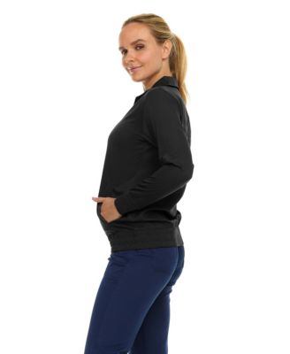 Women's Scrub Jackets for Woman, Zip Front Nurse Jacket, 4-Way Stretch Fabric Warm Up Coat Pewter X Large