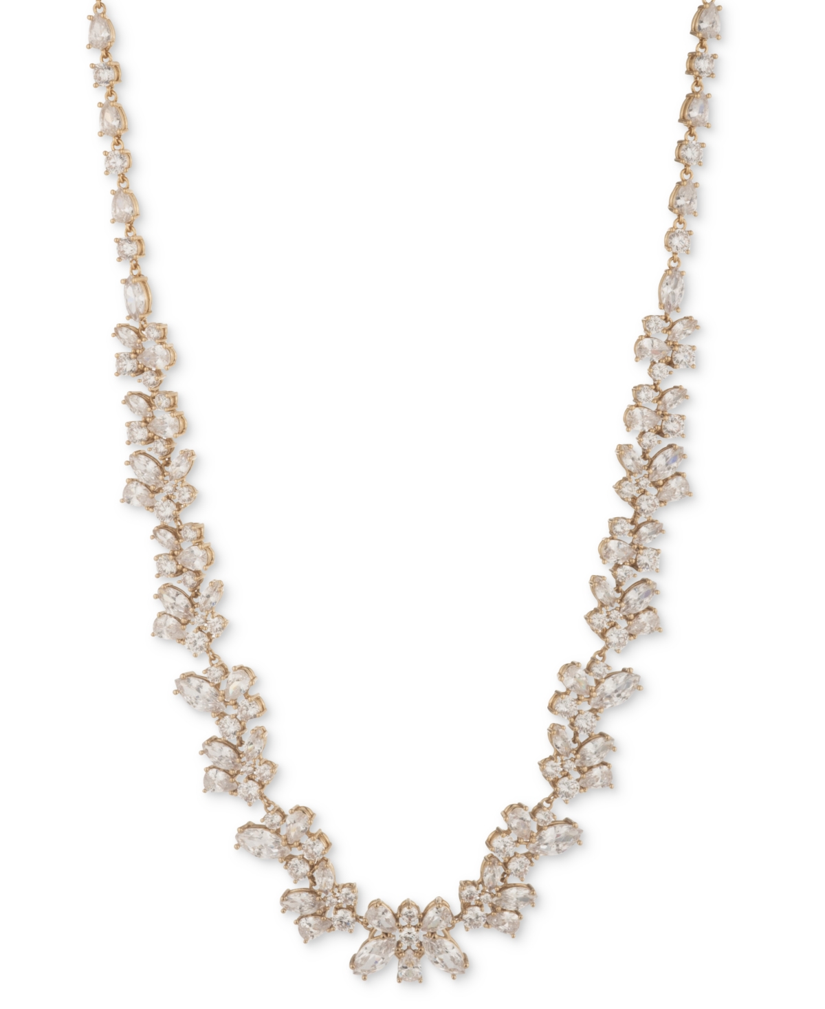 Shop Givenchy Gold-tone Cubic Zirconia Collar Necklace, 16" + 3" Extender In White