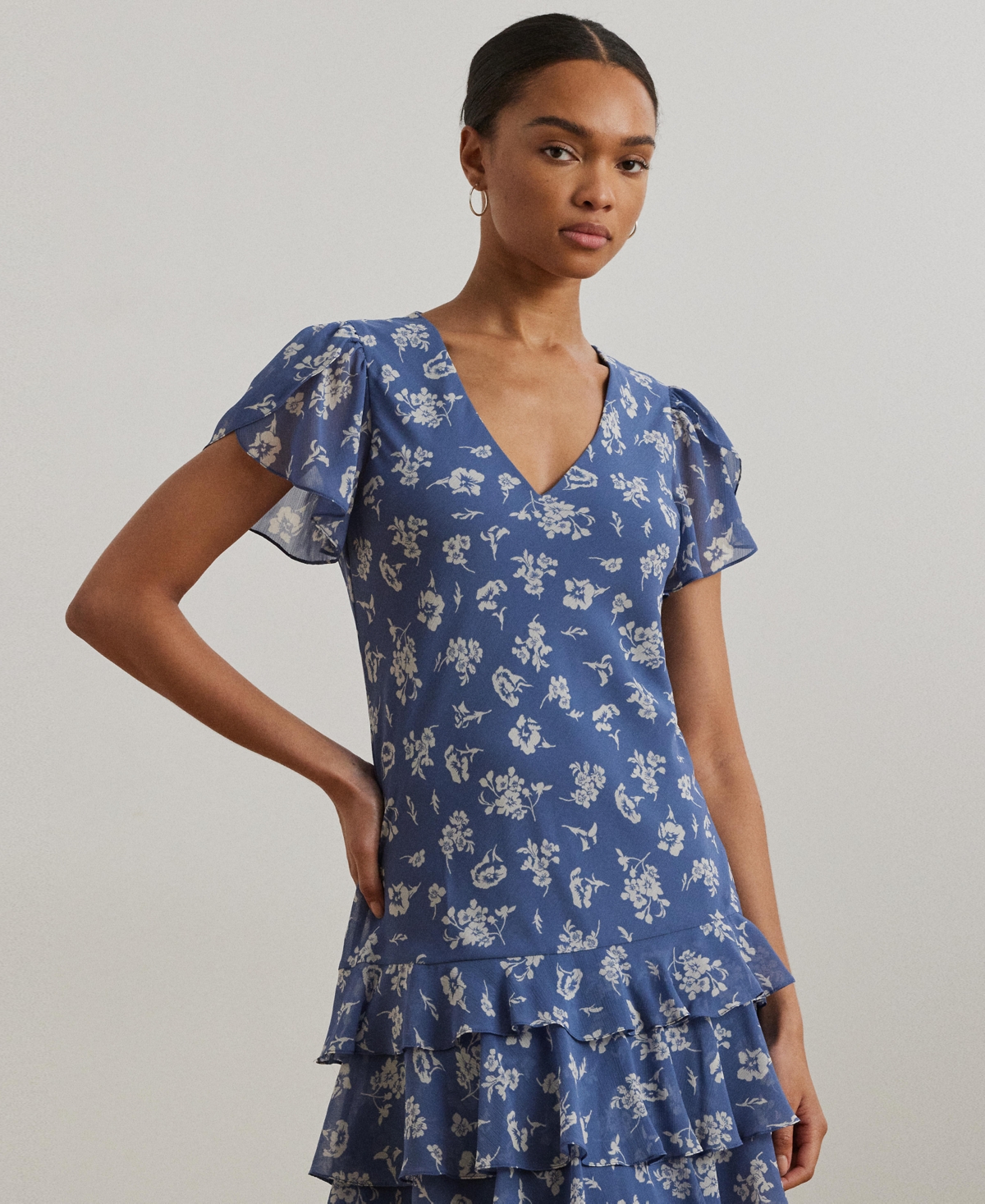 Lauren Ralph Women's Floral Georgette Drop-Waist Dress