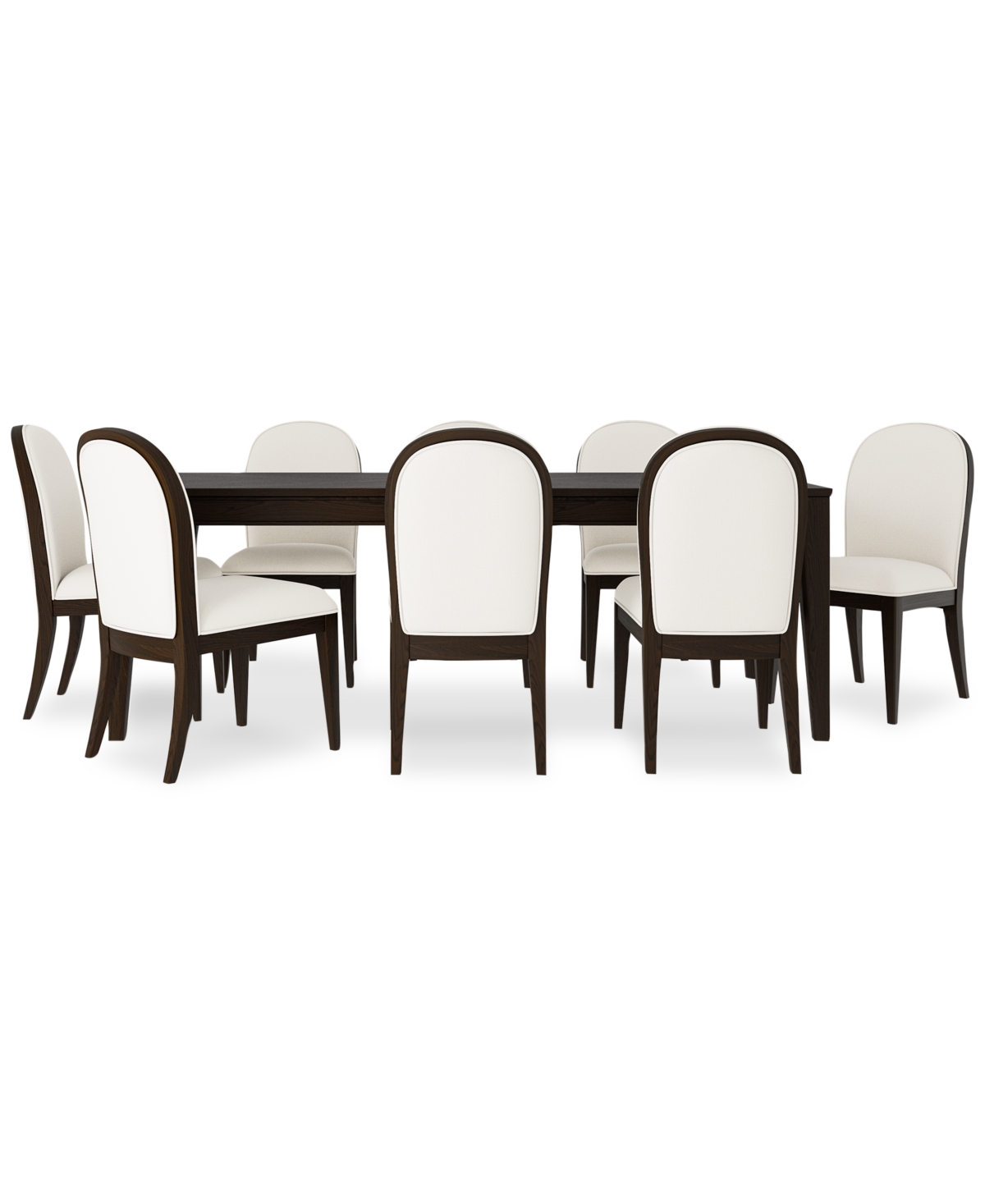 Macy's Mazen 9-pc. Dining Set (table & 8 Curved Side Chairs) In Dark Brown