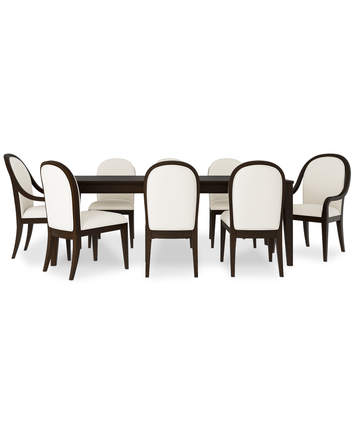Macy's Mazen 9-pc. Dining Set (table, 6 Curved Side Chairs & 2 Arm Chairs) In Dark Brown