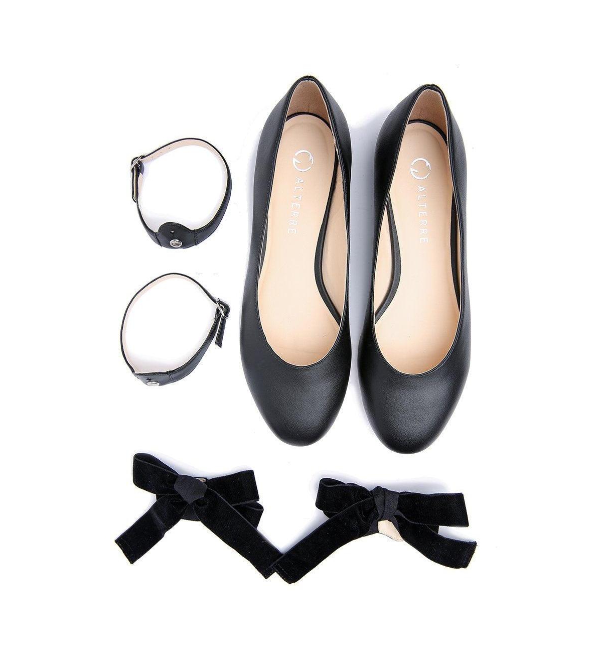 Women's Customizable Black Ballet Flats - Black