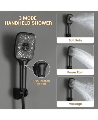 LED Light Ceiling-Mounted Thermostatic Shower System With Body Jets With Handheld Shower