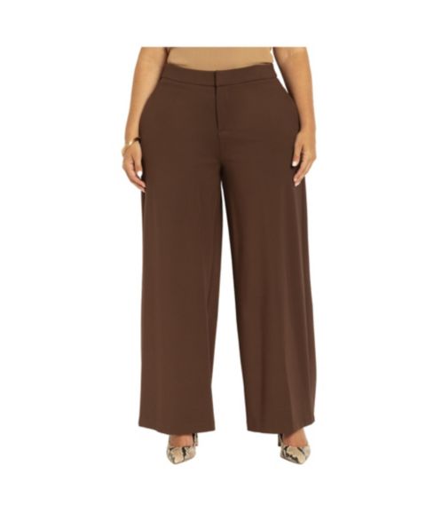 Женские брюки ELOQUII Tall The Ultimate Stretch Wide-Leg Work Pant, цвет: Кофейный