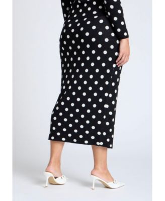 Юбка миди-свитер в горошек ELOQUII Plus размера плюс