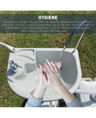 Portable Handwash Sink with 24 Liter Waste Holding Tank, Basin Stand, and Rolling Wheels – Ideal for Indoor & Outdoor Use