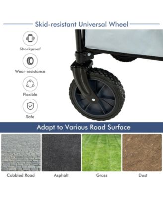 Outdoor Folding Wagon with Adjustable Handle, Cup Holders &amp; All-Terrain Wheels, 180lb Capacity Utility Cart