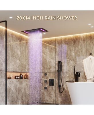 All-In-One Thermostatic Shower System with LED Light and Body Jets